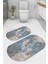 Sanatsal Desenli Kaymaz Taban Yıkanabilir 2'li Desenli Banyo Paspası (50X60 cm - 60X100 Cm) 1