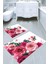 Birikmiş Güller Desenli Kaymaz Taban Yıkanabilir 2'li Desenli Banyo Paspası (50X60 cm - 60X100 Cm) 1