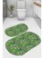Palmiye Yaprak Desenli Kaymaz Taban Yıkanabilir 2'li Desenli Banyo Paspası (50X60 cm - 60X100 Cm) 1