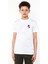 Mor Çiçek Baskılı Unisex Çocuk Beyaz T-Shirt 1