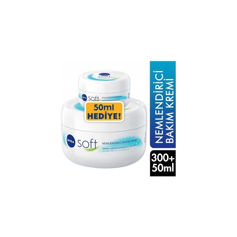 Nivea Soft 300 ml + 50 ml Nemlendirici Bakım Kremi Yumuşak ve Pürüzsüz Cilt İçin Özel Formül