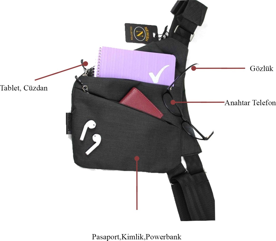 Av A Dos Free Smart Bag Siyah Heybe Çapraz Bel ve Omuz Çantası Suya Dayanıklı Ergonomik Tasarım görsel 2