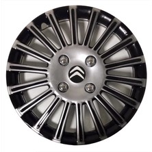HMNL  Citroen Ax 15'' Inç Gri - Siyah 4'lü Set Jant Kapağı Çelik Jant Görünümlü