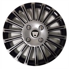 HMNL  Dacia Duster 15'' Inç Gri - Siyah 4'lü Set Jant Kapağı Çelik Görünümlü