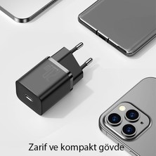 Baseus Super Si 1c 20W Hızlı Şarj Adaptörü + Type-C To Lightning iPhone Uyumlu 1m Şarj Kablosu TZCCSUP-B01