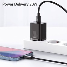 Baseus Super Si 1c 20W Hızlı Şarj Adaptörü + Type-C To Lightning iPhone Uyumlu 1m Şarj Kablosu TZCCSUP-B01