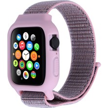 Ally Apple Watch Uyumlu 6-Se-5-4 44 mm - 3-2-1 42 mm Kayış Kordon Kılıf Silikon Pembe