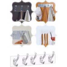 Tilbe Home 5'Li Yapışkanlı Şeffaf Duvar Askısı Banyo Mutfak Düzenleyici Pratik Kanca Askılık