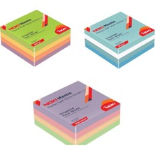 Noki Memo 75X75 Pastel Yapışkanlı Küp Blok 400 Sf 3'lü Set