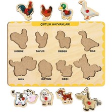 Maketçiniz Ahşap Tutmalı Eğitici 2 Adet Yapboz Puzzle Seti