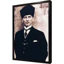 Tablosan Kalpaklı Atatürk Çerçeveli Cam Tablo