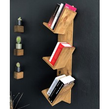O&a Wood Doğal Ahşap Kitaplık, Dekoratif Tasarım Ahşap Vintage Kitaplık, Meşe