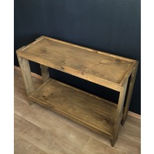 O&A Wood 2 Katlı Doğal Ahşap Çiçeklik, Koyu Meşe Masif Saksı Standı