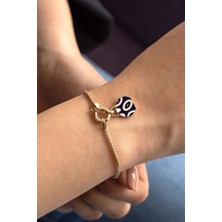 Semiz Kuyumculuk Mavi Mineli Hasır Altın Bileklik