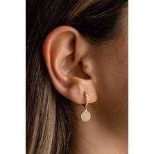 Semiz Kuyumculuk Sallantılı Büyük Yuvarlak Taşlı Altın Küpe