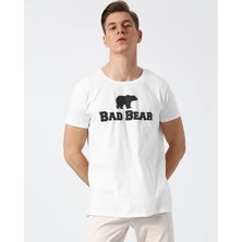 Bad Bear Erkek Ekru Baskılı Bisiklet Yaka Tişört