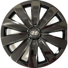 Hmnl  Hyundai Matris 16'' Inç Piano Black 4'lü Set Jant Kapağı Çelik Jant Görünümlü