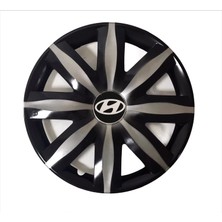 Hmnl  Hyundai Genesis 14'' Inç Gri - Siyah 4'lü Set Jant Kapağı Çelik Jant Görünümlü