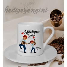 Hediye Zengini Kişiye Özel Müzisyen Baba Temalı Beyaz Kahve Fincanı
