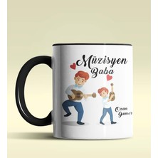 Hediye Zengini Kişiye Özel Müzisyen Baba Tasarımlı Siyah Renkli Kupa