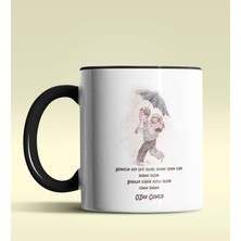 Hediye Zengini Kişiye Özel Babalar Günü Mesajlı 2 Tasarımlı Siyah Kupa Bardak