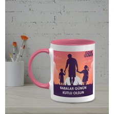 Hediye Zengini Kişiye Özel Babalar Günün Kutlu Olsun Temalı Pembe Renk Kupa