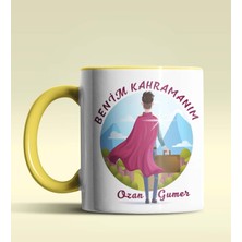 Hediye Zengini Kişiye Özel Benim Kahramanım Tasarımlı Sarı Renkli Kupa