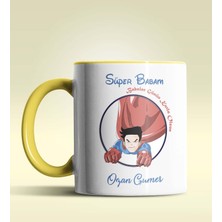 Hediye Zengini Kişiye Özel Süper Babam Tasarımlı Sarı Kupa Bardak