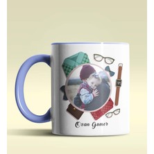 Hediye Zengini Kişiye Özel Fotoğraflı Tasarımlı Mavi Renkli Kupa