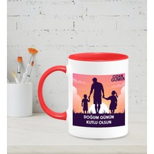 Hediye Zengini Kişiye Özel Doğum Günün Kutlu Olsun 2 Tasarımlı Kırmızı Renkli Kupa