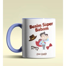 Hediye Zengini Kişiye Özel Benim Süper Babam Tasarımlı Mavi Kupa Bardak