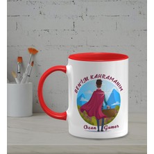 Hediye Zengini Kişiye Özel Benim Kahramanım Tasarımlı Kırmızı Renkli Kupa