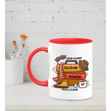 Hediye Zengini Kişiye Özel Doğum Günün Kutlu Olsun Tasarımlı Kırmızı Renkli Kupa