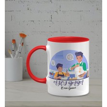 Hediye Zengini Kişiye Özel Aşçı Baba Tasarımlı Kırmızı Renkli Kupa