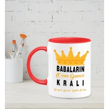 Hediye Zengini Kişiye Özel Babaların Kralı 3 Tasarımlı Kırmızı Renkli Kupa
