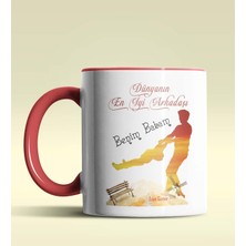 Hediye Zengini Kişiye Özel Dünyanın En Iyi Arkadaşı 2 Temalı Kırmızı Kupa Bardak