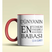 Hediye Zengini Kişiye Özel Dünyanın En En En Babası Temalı Kırmızı Kupa Bardak