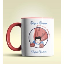 Hediye Zengini Kişiye Özel Süper Babam Tasarımlı Kırmızı Kupa Bardak