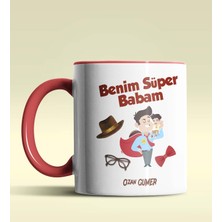Hediye Zengini Kişiye Özel Benim Süper Babam Tasarımlı Kırmızı Kupa Bardak