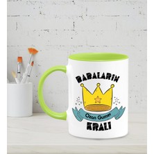 Hediye Zengini Kişiye Özel Babaların Kralı 2 Tasarımlı Yeşil Renkli Kupa