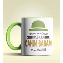 Hediye Zengini Kişiye Özel Canım Babam 8 Tasarımlı Yeşil Kupa Bardak