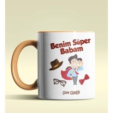 Hediye Zengini Kişiye Özel Benim Süper Babam Tasarımlı Turuncu Kupa Bardak