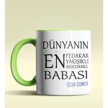 Hediye Zengini Kişiye Özel Dünyanın En En En Babası Temalı Yeşil Kupa Bardak