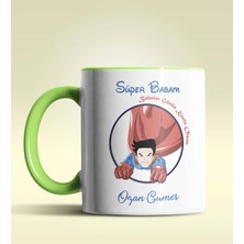 Hediye Zengini Kişiye Özel Süper Babam Tasarımlı Yeşil Kupa Bardak