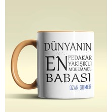 Hediye Zengini Kişiye Özel Dünyanın En En En Babası Temalı Turuncu Kupa Bardak