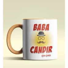 Hediye Zengini Kişiye Özel Baba Candır Tasarımlı Turuncu Kupa Bardak