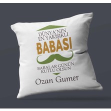Hediye Zengini Kişiye Özel En Iyi Baba Tasarımlı Saten Kare Yastık