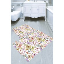 Modanoiva  Yıkanabilir Kaymaz Dot Taban 2'li Banyo Paspası ( 50CM x 60CM - 60CM x 100CM) MNP1132