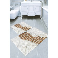 Modanoiva  Yıkanabilir Kaymaz Dot Taban 2'li Banyo Paspası ( 50CM x 60CM - 60CM x 100CM) MNP1116