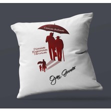 Hediye Zengini Kişiye Özel Dünüm Bugünüm Yarınım Tasarımlı Saten Kare Yastık